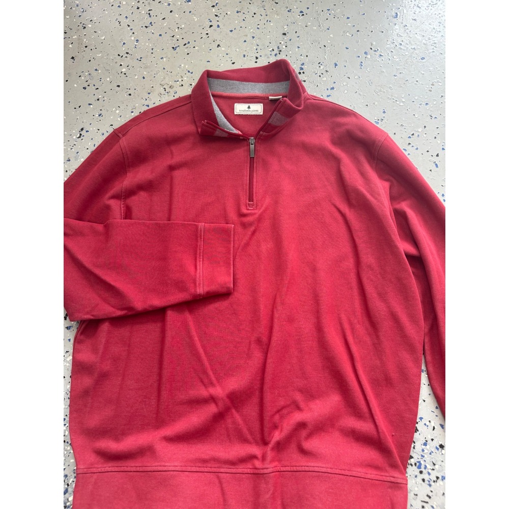 Southern Pines Mens XL Quarter Zip Pullover Red Long Sleeve‎ Casual